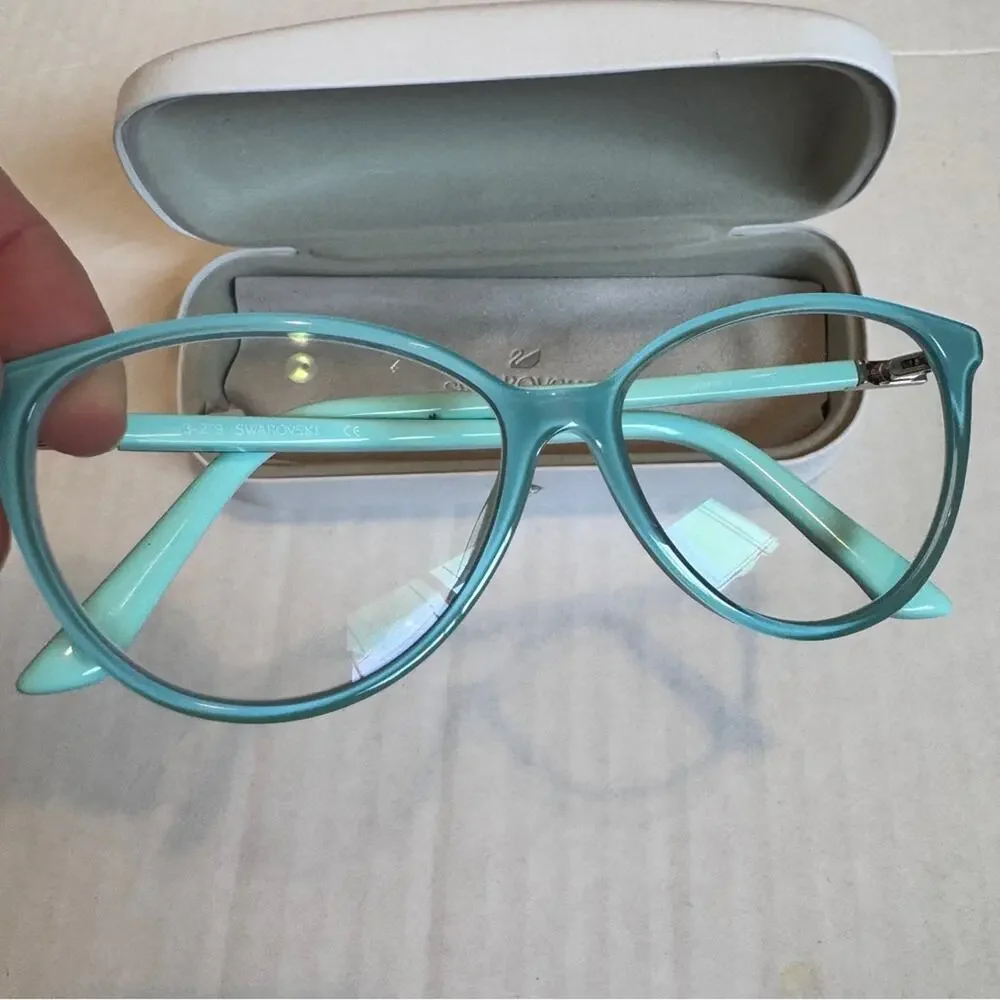 Swarovski Teal Green Glasses Womens SK51363 W/Case Classic Luxury